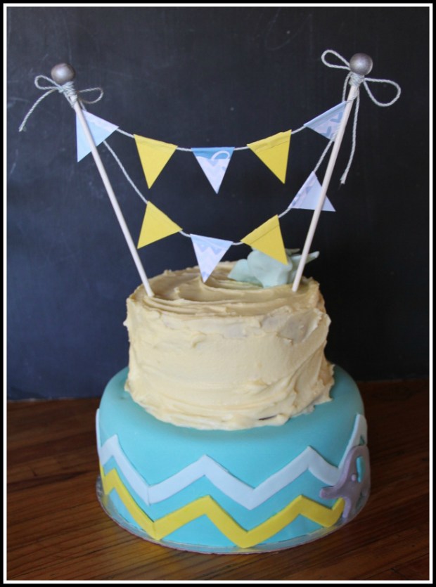 Baby Shower {Boy} cake with bunting 3